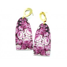 Pink Earrings, Floral 